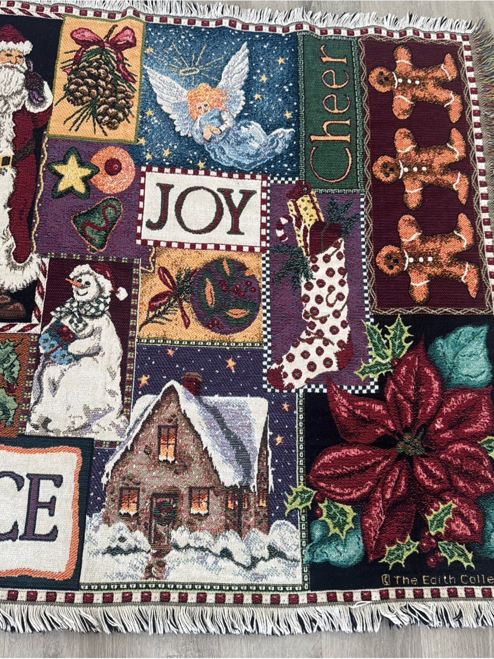 Goodwin Weavers Christmas Santa Old World Woven Tapestry Throw Blanket Bears - Picture 3 of 10